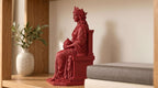 Statua Persefone Rossa in Resina con Melograno e Trono — immagine 4