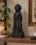 Statua Santa con Due Teschi Nera in Resina, Decor Gotico