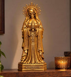 Statua Santa Muerte Dorata in Resina con Candela