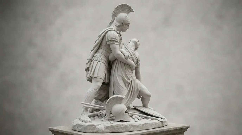 Achille e Patroclo — Scultura Mitologica in Resina Effetto Marmo - Taraflo