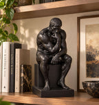 Statua Il Pensatore Nero in Resina Satinata
