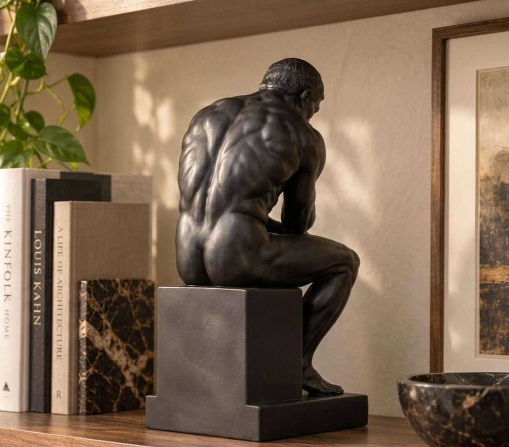 Statua Il Pensatore Nero in Resina Satinata — immagine 3