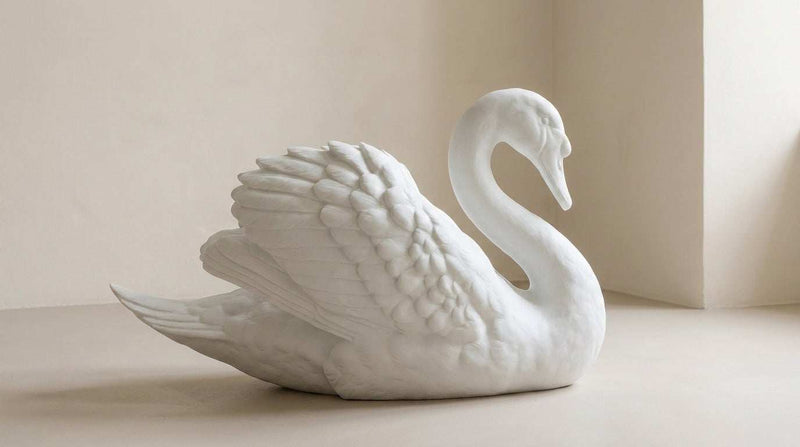 Cigno — Statua in Resina Bianca Opaca - Taraflo